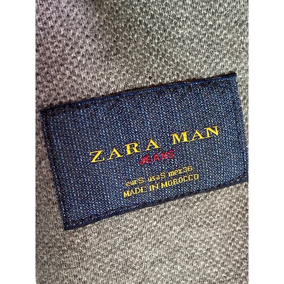 Zara Gray Knit Blazer Interior Cotton Stripes ~ Nautical Prep ~ Men S Women M/L - Picture 6 of 7